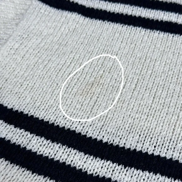 Carly Jean Los Angeles V-Neck Sweater White with Black Stripes - Picture 6 of 6